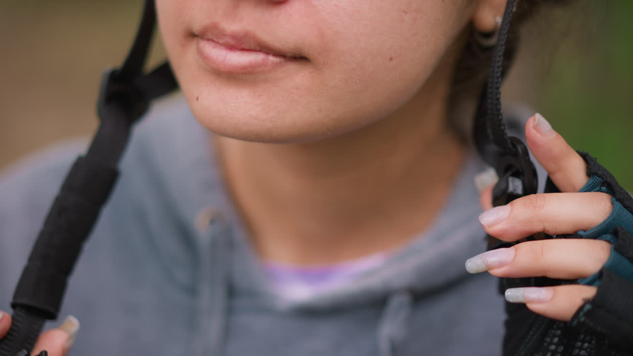 Bike Helmet With Magnetic Clasp Glow, Commuter Cyclist In City With Glossy Buckle And Gloves, Urban Bicycle Rider Wearing Magnetic Buckle Helmet Exhibiting Sleek Design And Efficient Movement