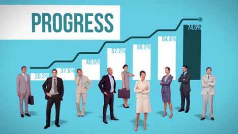 Business-Team-Steht-Vor-Profitablem-Diagramm