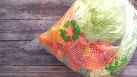 assortment of fresh vegetables in a plastic bag