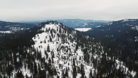 Hermosa-Escena-De-Invierno:-Vista-Aérea-De-La-Montaña-Cubierta-De-árboles-En-El-Distrito-De-Thompson-nicola