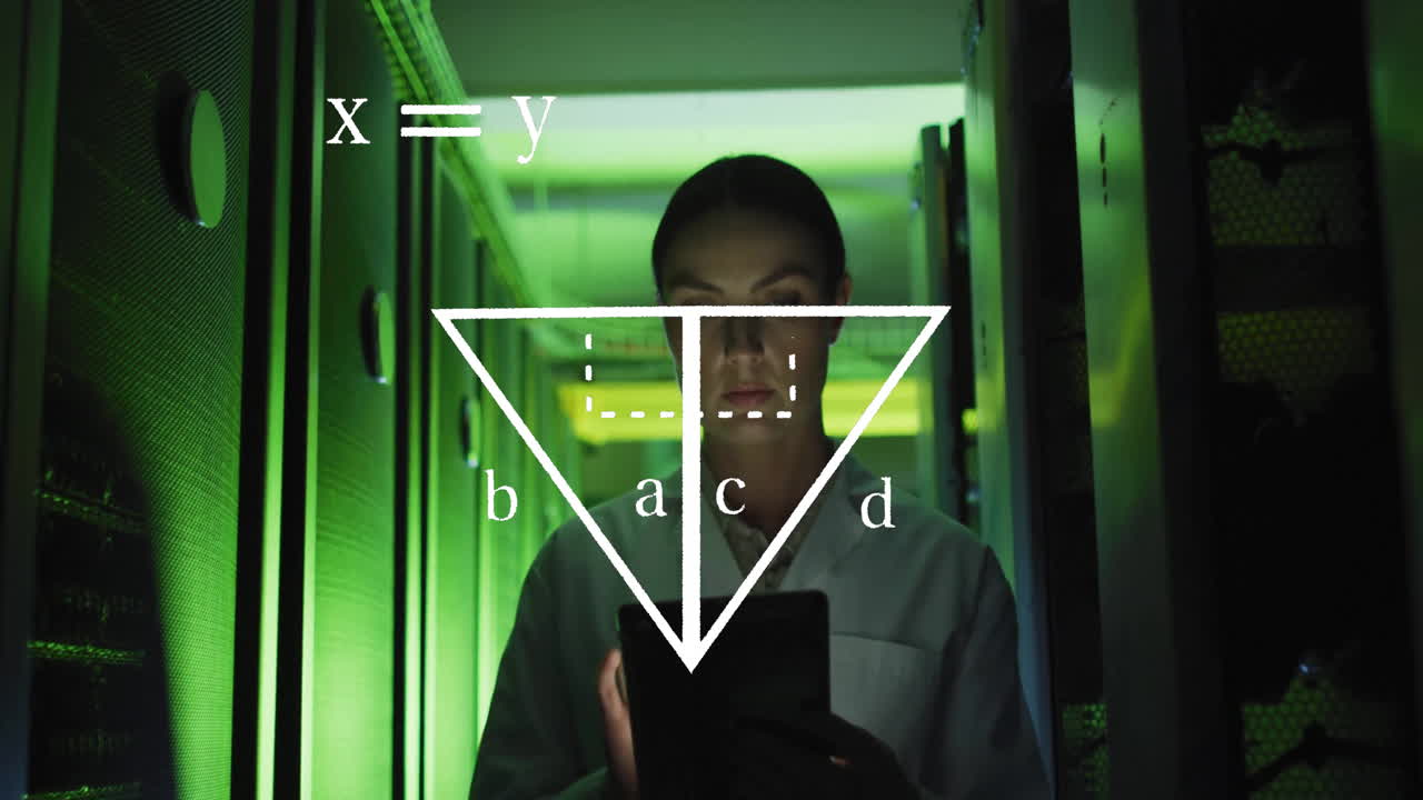 animación del procesamiento de datos científicos sobre una técnica informática caucásica por parte de los servidores