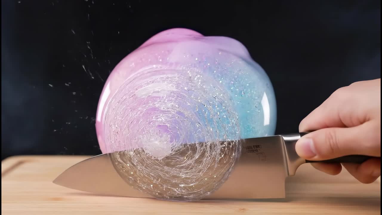 Cutting a Colorful Gelatin Sphere