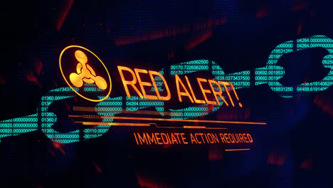 animation of red alert text and symbol over chain