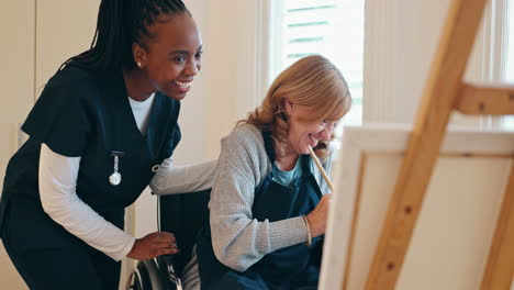 art therapy session with senior woman in wheelchair