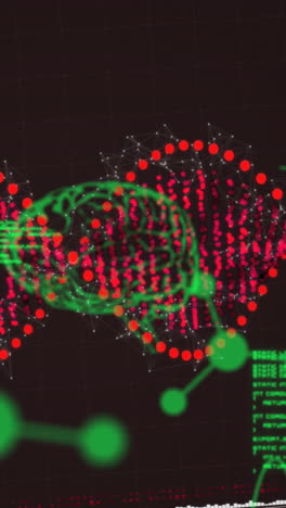 animación del procesamiento de datos científicos sobre el hilado de cadenas de adn
