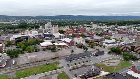aerial wide shot pulling out from wilkes barre pennsylvania