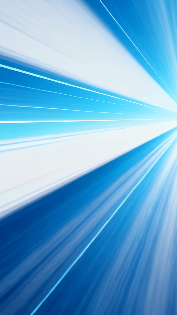 Vertical video: Playing blue-white lines racing toward bright point in CGI tunnel, creating warp