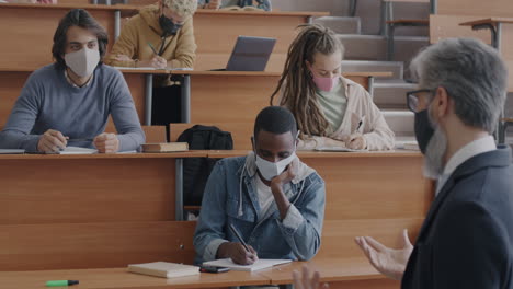 university lecture with students wearing masks