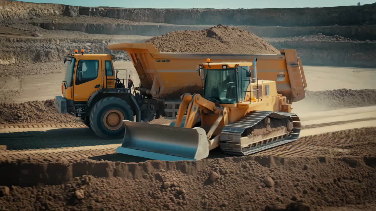 Heavy Construction Equipment at a Quarry