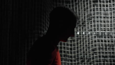 silhouette of a man in red shirt