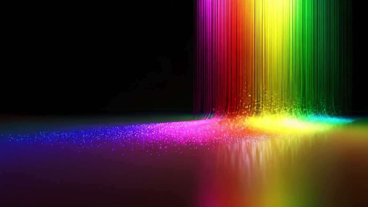 A Stunning Display of Color and Light with Radiant Rainbow Patterns Emanating from a Central Beam, Creating a Breathtaking Visual Experience of Vibrant Hues and Sparkling Particles