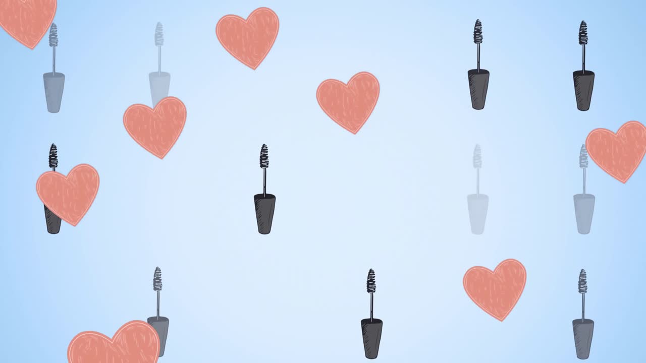 파란색 배경에 마스카라 아이콘의 애니메이션