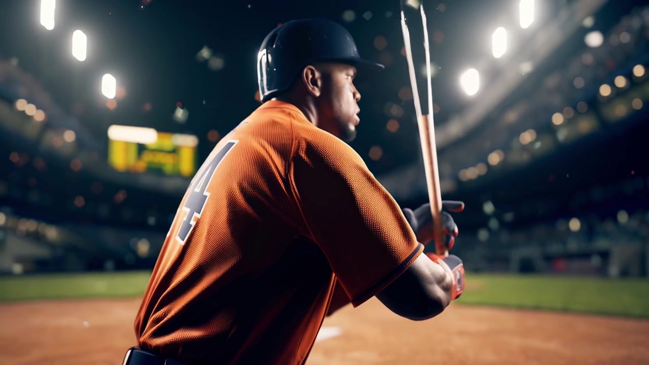 Professional Baseball Player Standing at Home Plate in Stadium