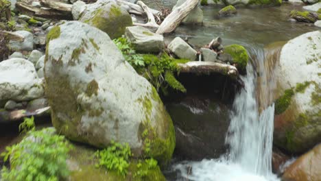 Volando-Rápido-Sobre-El-Río-En-El-Monte-Daisen,-Tottori-Japón