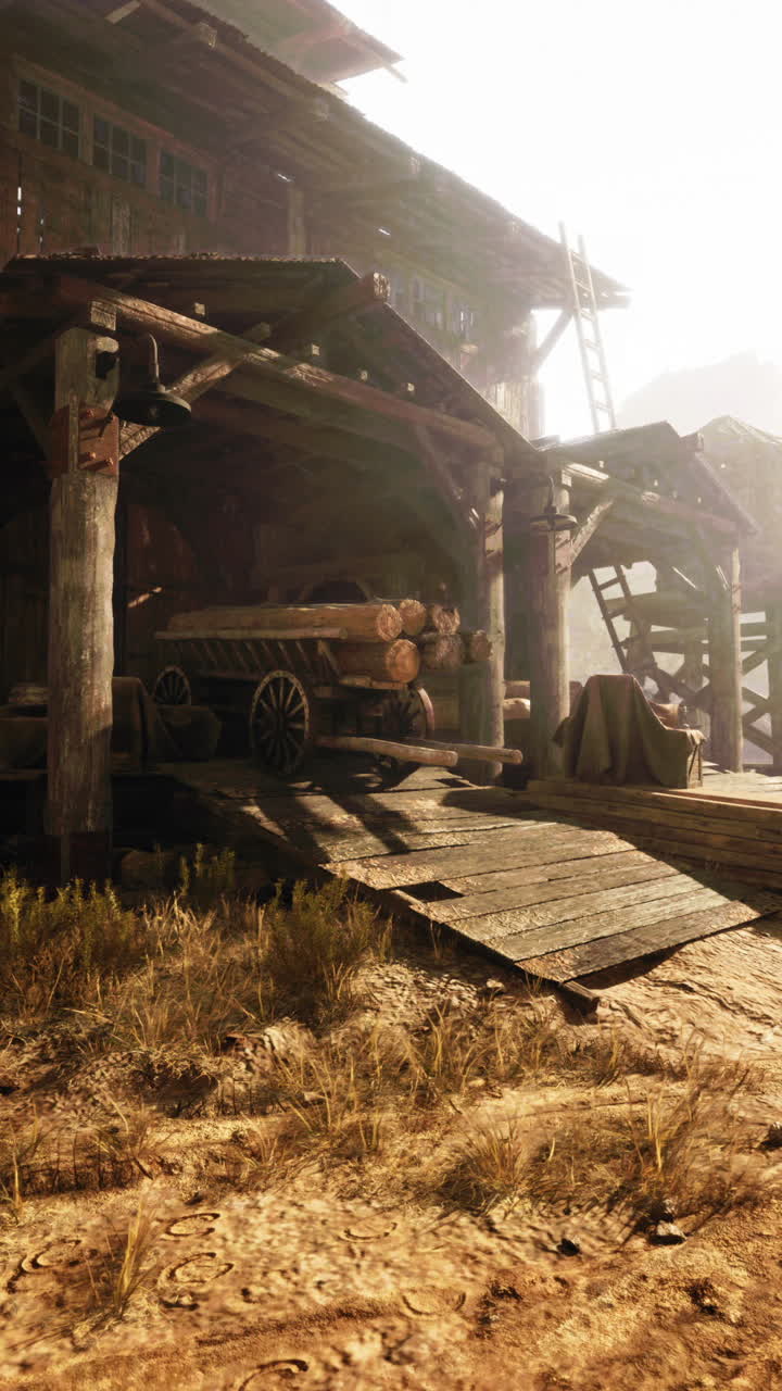 나무 로그 로 가득 찬 마차 를 가진 은 나무 밀