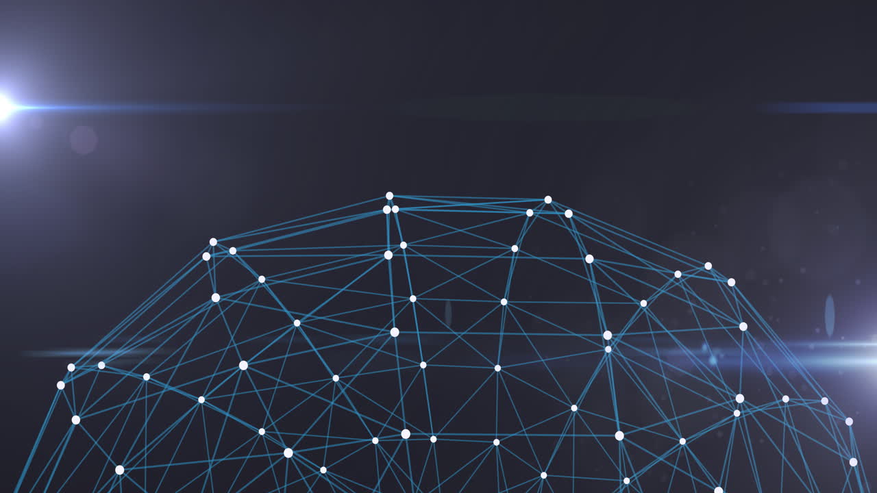 Animation of digital network of connections forming globe