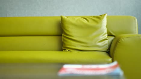 lime green sofa with pillow