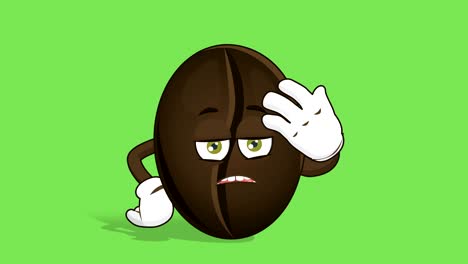 cartoon coffee bean  facepalm upset with face animation alpha matte