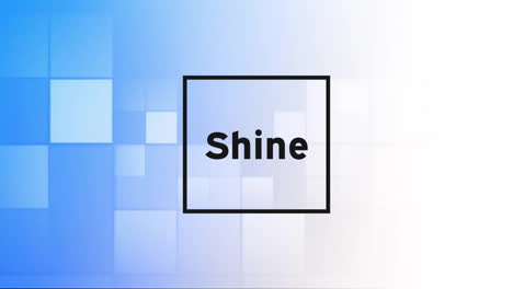 animation of shine text in squares over illuminated square against abstract background