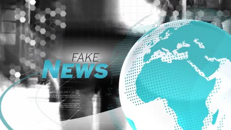 word fake news written with digital globe on street background