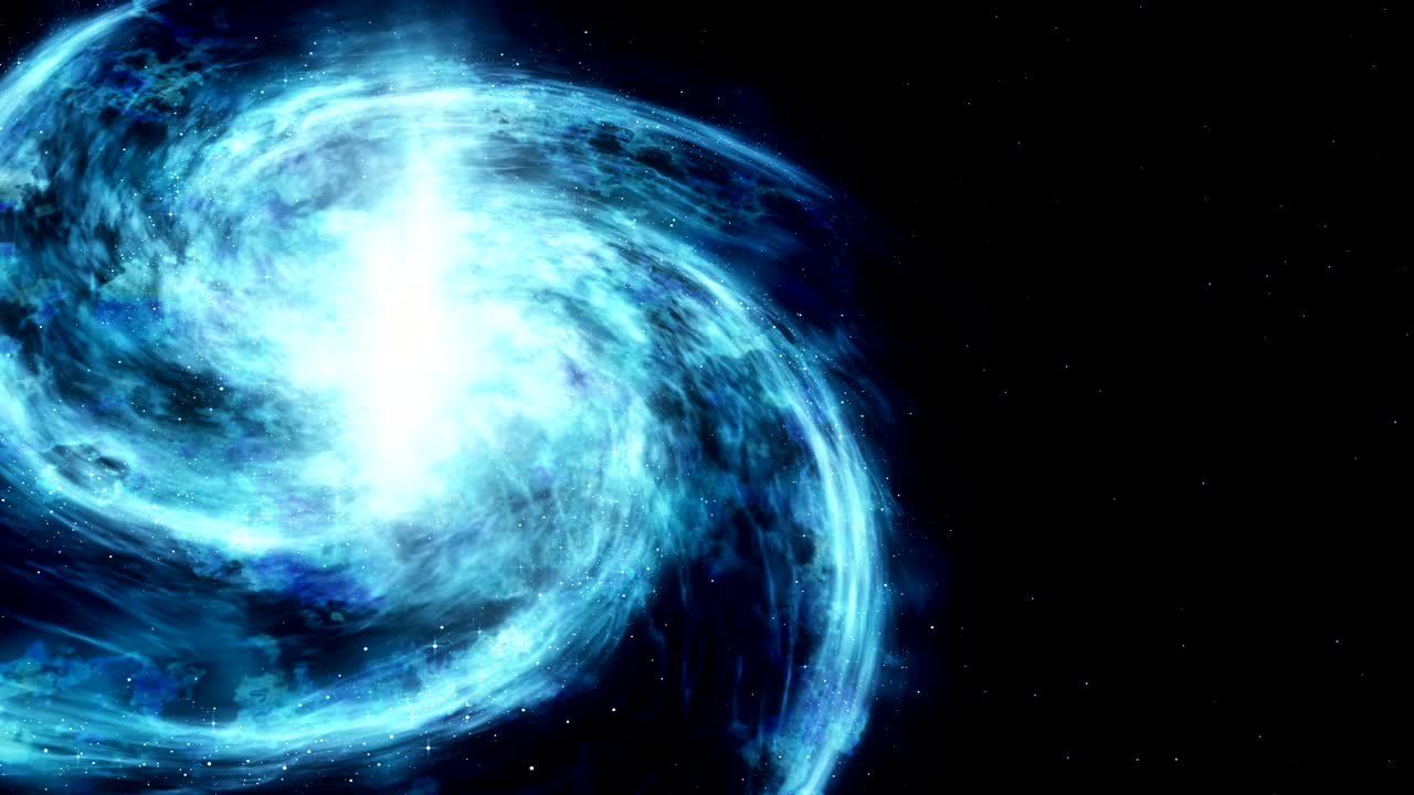 The spiral galaxy revolves around its axis. Dramatic background. 4k