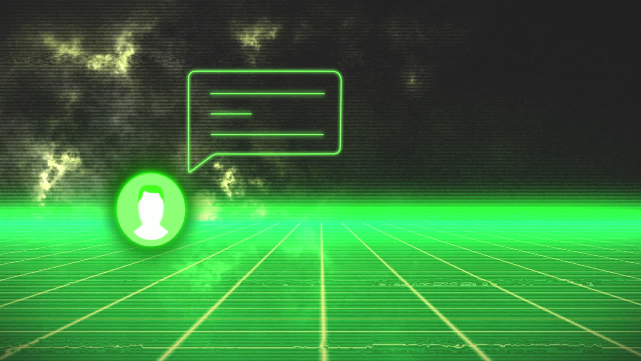 클라우드 위의 미디어 아이콘과 모양의 애니메이션