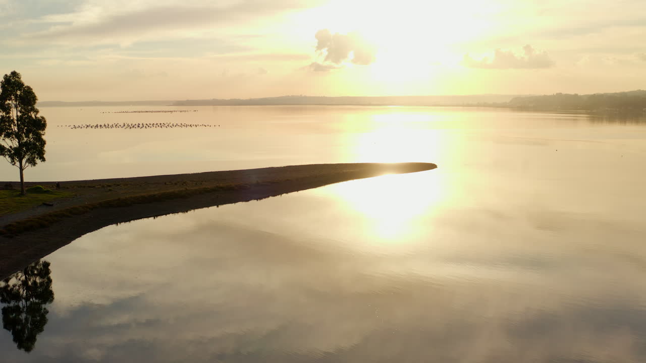 칠레, 호수 지구에서 태평양 탑승 해변에서 일몰