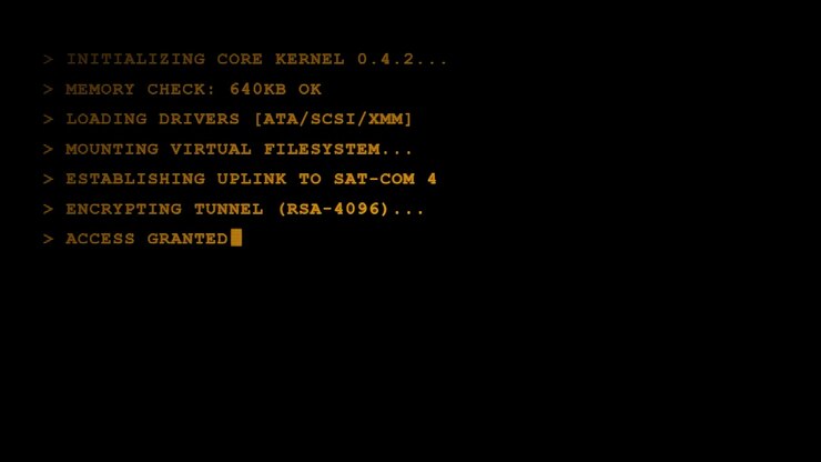 Computer Terminal Displaying System Initialization and Security Scan Process