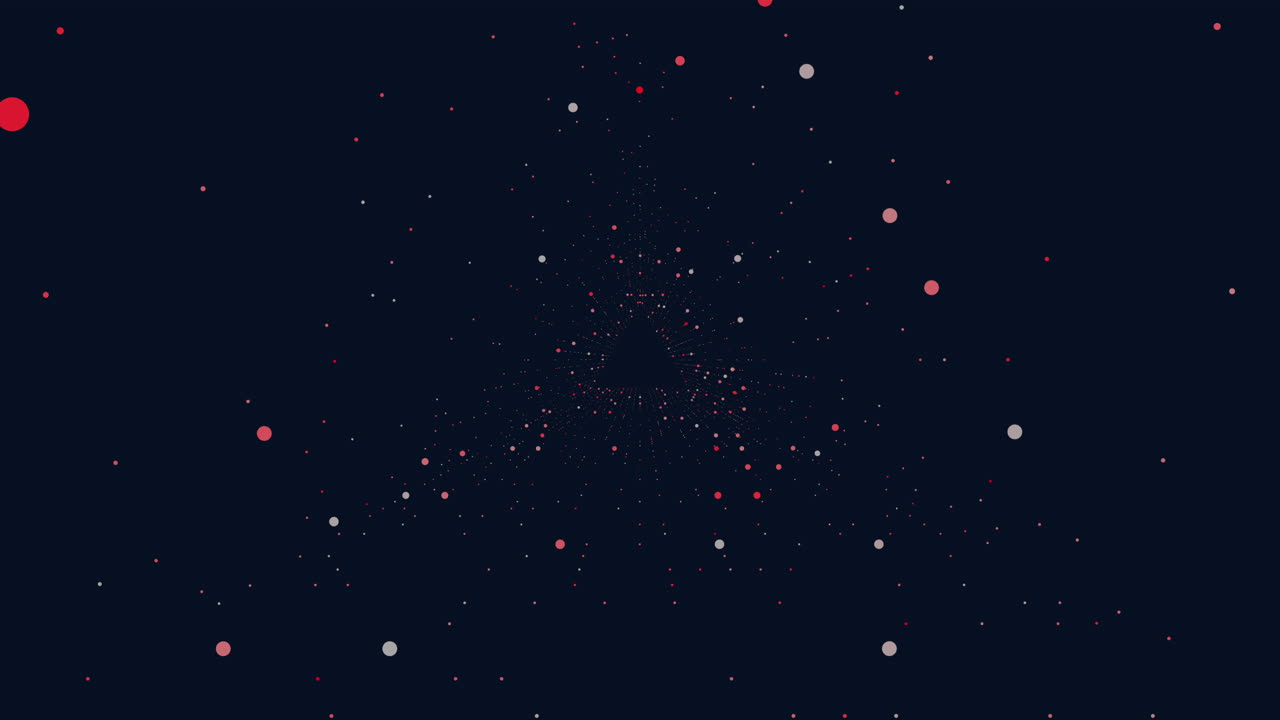 Vertigo rainbow futuristic neon triangle with lines and glitters in dark galaxy