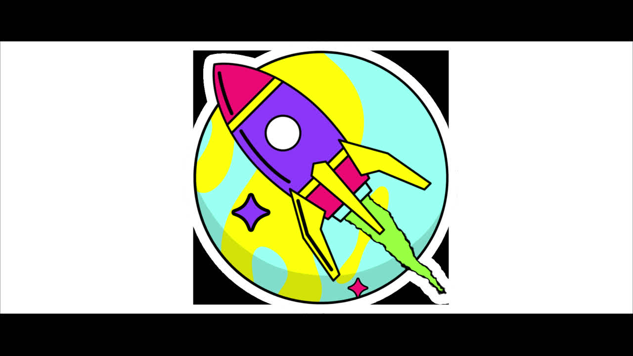 cohete colorido lanzado al espacio