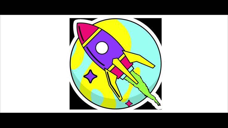 Colorful Rocket Launching into Space