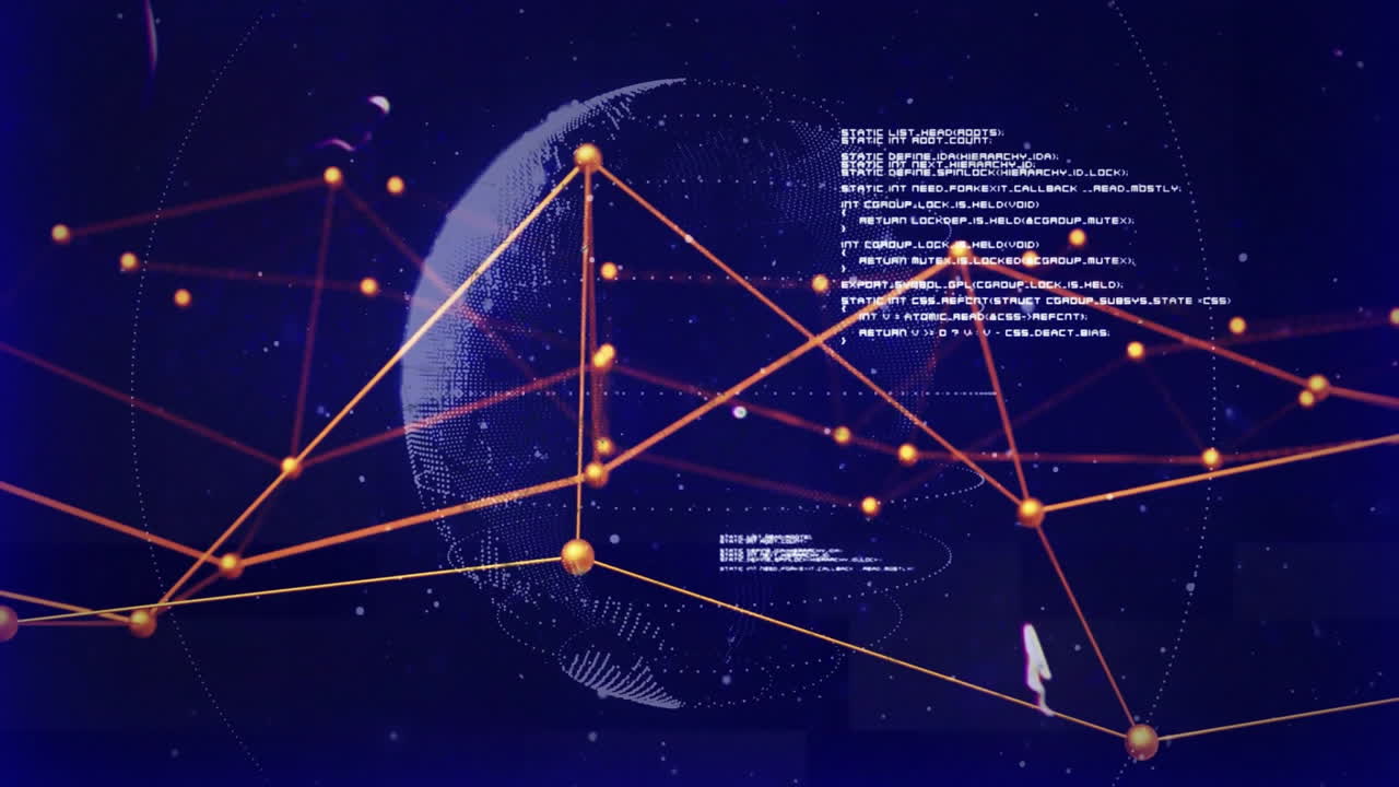 conexiones de red globales y animación de procesamiento de datos sobre el globo digital