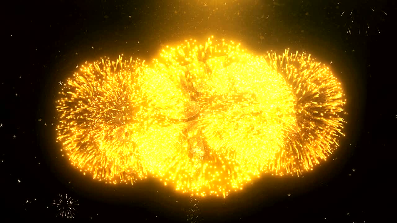 Happy Diwali_hindi Greeting Card text Reveal from Golden Firework & Crackers on Glitter Shiny Magic Particles Sparks Night for Celebration, Wishes, Events, Message, holiday, festival