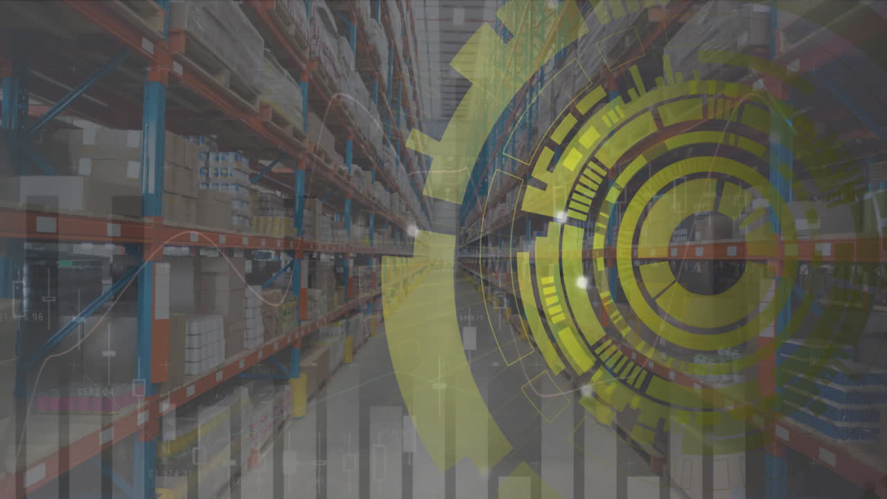 Animation of data processing with scope scanning over warehouse