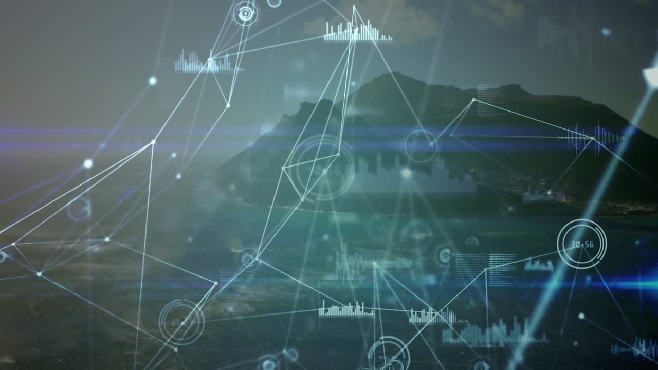 Animation of network of connections over the sea