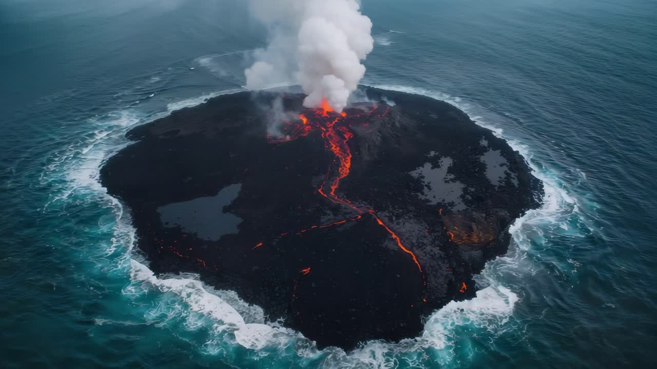 Volcanic Eruption on an Island