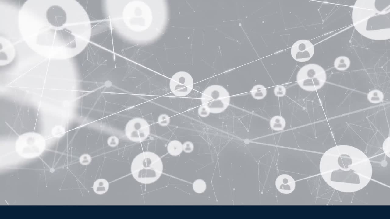 회색 배경에 있는 사람들과의 연결 네트워크 아이콘의 애니메이션