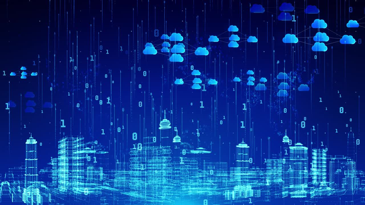 4k loop digital city of cybersecurity data of futuristic and technology loop background internet and