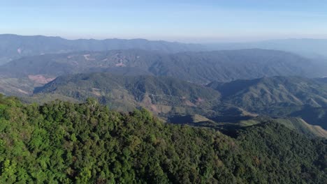 AERIAL-High-Above-Alpine-Country-On-A-Sunny-Morning