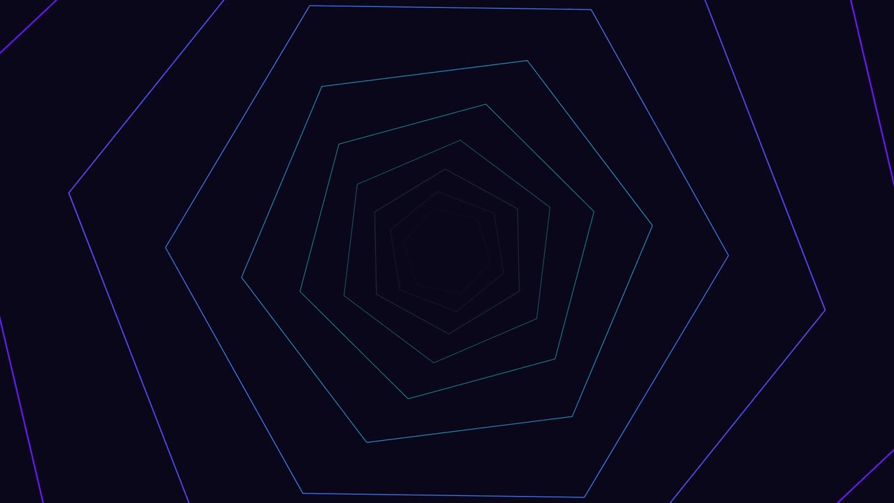Túnel Abstrato de Linhas Hexagonais Brilhantes