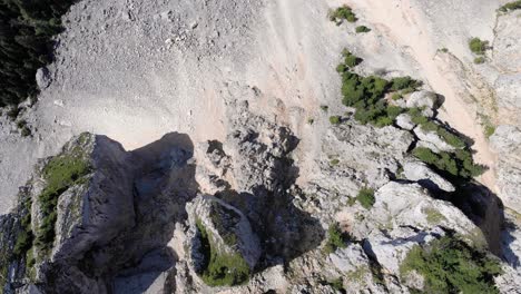 top view of sandstone and limestone formation of hasmasul mare mountain in harghita county, romania on a sunny day