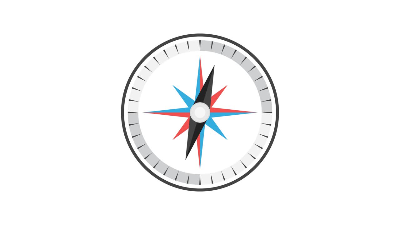 la brújula de dibujos animados. animación de bucle. resolución de 4k.