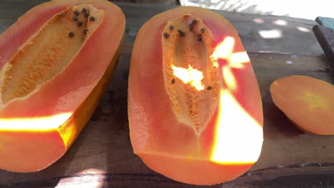 Papaya,-Nahaufnahme,-Tropische-Früchte,-Gesunde-Ernährung