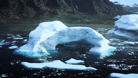 icebergs in a frozen arctic landscape