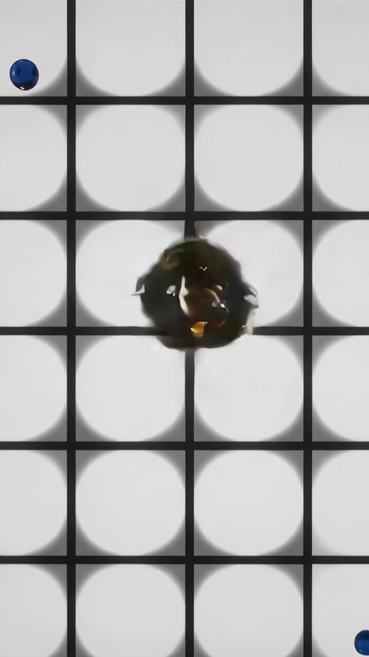 Colorful Liquid Drops Bouncing and Dissolving on a Grid