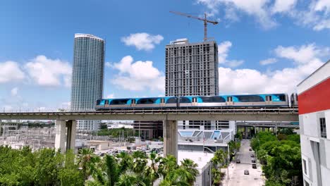 aerial of tram in miami florida