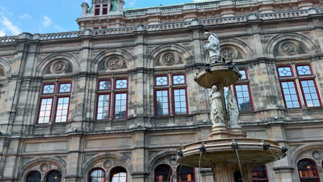 vienna, austria - june 9, 2025: vienna's historic fountain. tourists admire a beautiful fountain set against a grand building in vienna, capturing the essence of european travel