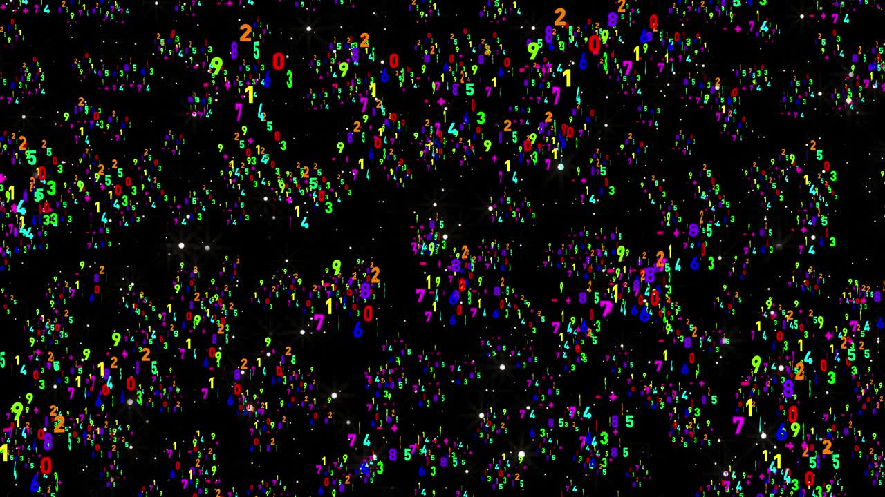 Multi-colored numbers. Abstract motion background of falling numbers.