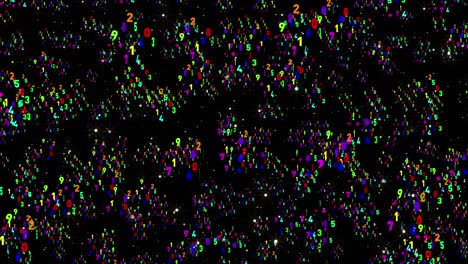 números multicolores. fondo de movimiento abstracto de los números que caen.