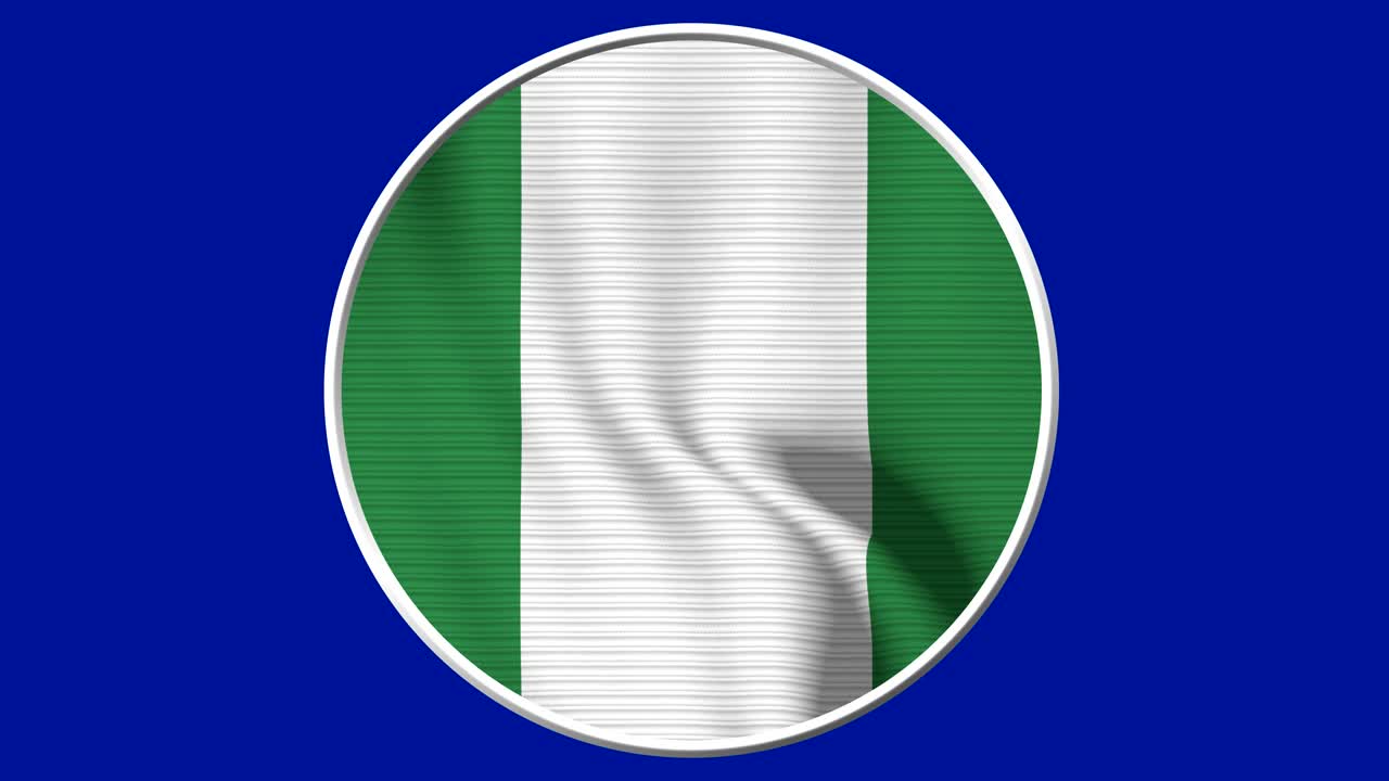 Nigeria Cirkulært Flag Loop - Realistisk 4K flag, der blafrer i vinden